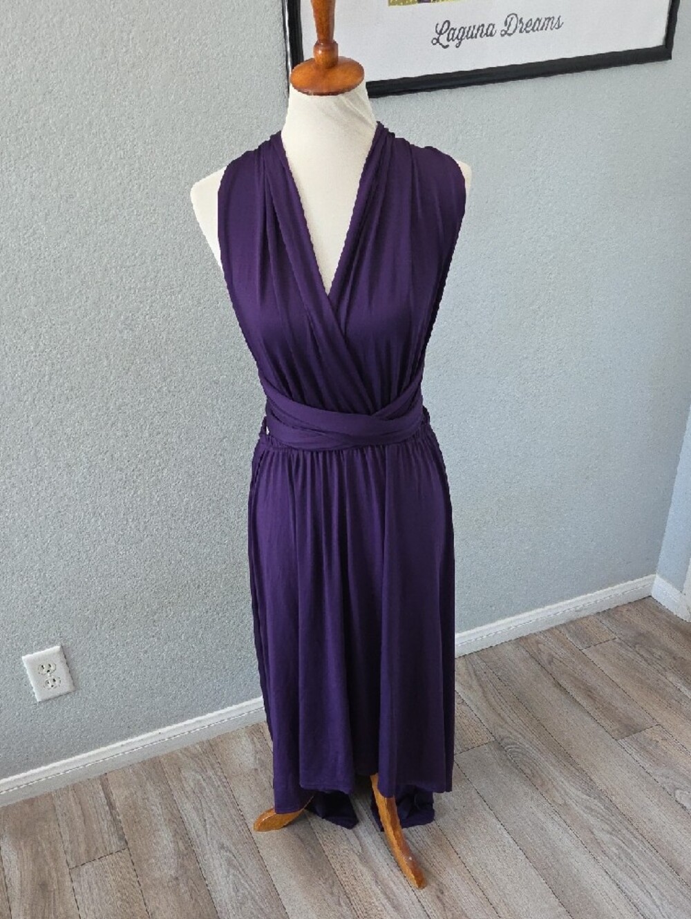 IBTOM Castle Women's Purple Wrap Maxi Skirt Halter Dress XL